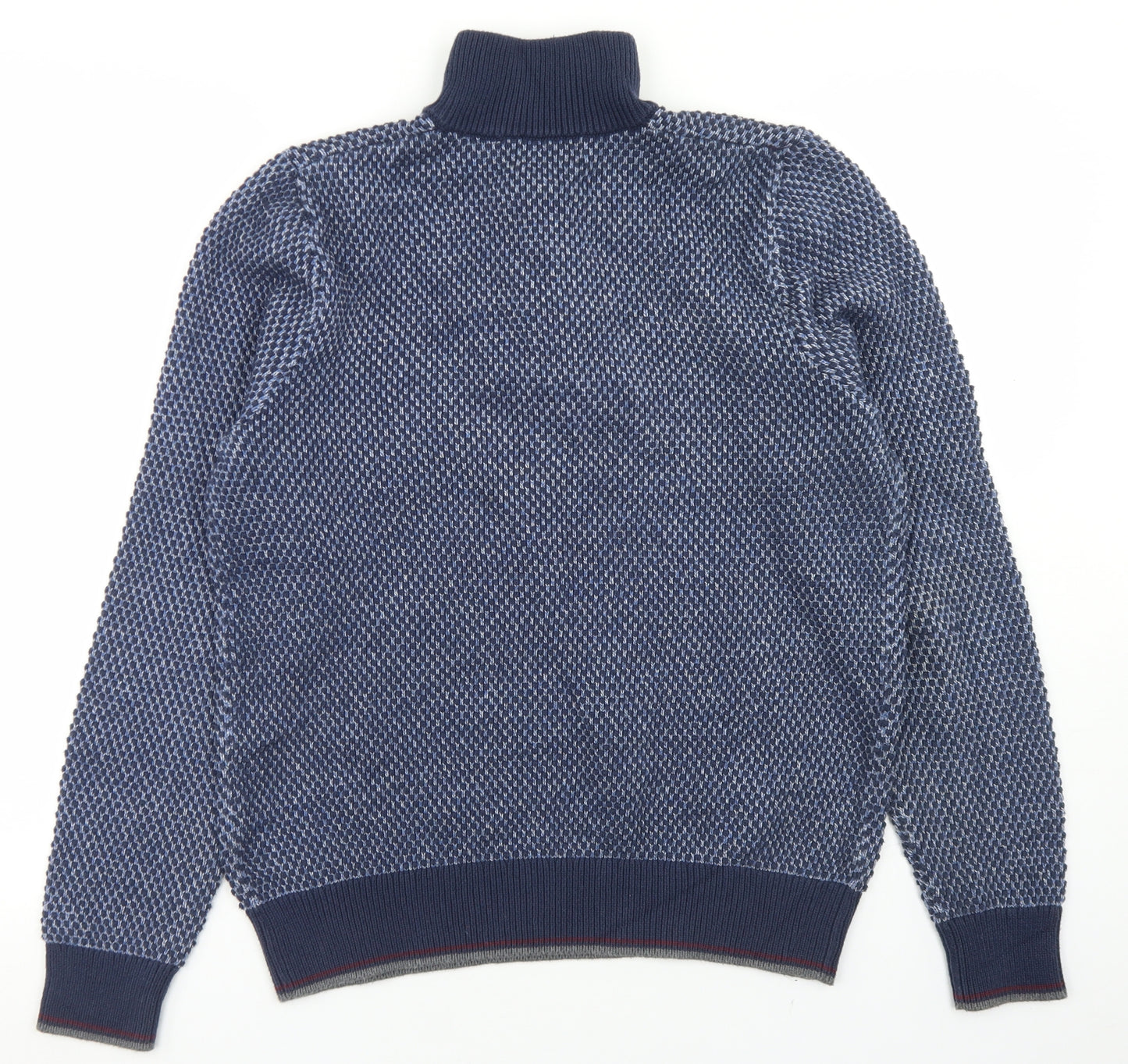 Blue Harbour Mens Blue High Neck  Cotton Pullover Jumper Size M