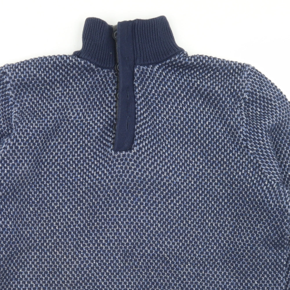 Blue Harbour Mens Blue High Neck  Cotton Pullover Jumper Size M