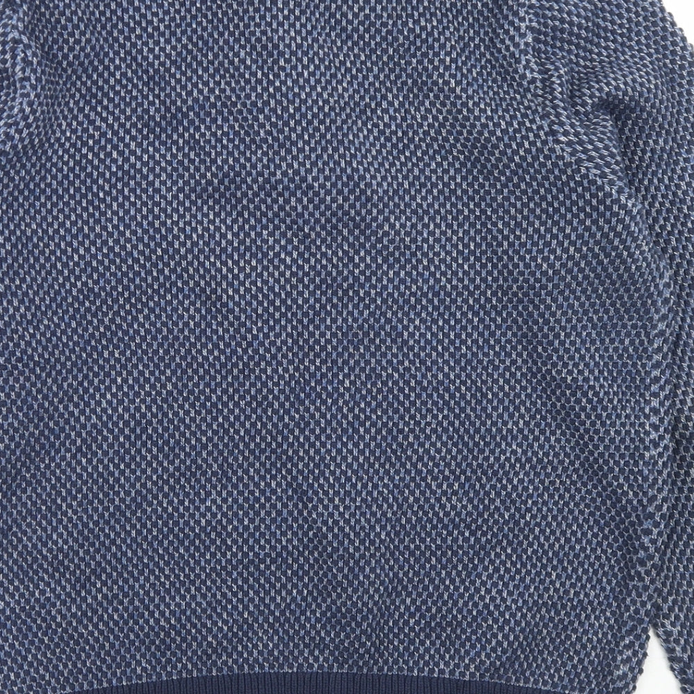 Blue Harbour Mens Blue High Neck  Cotton Pullover Jumper Size M