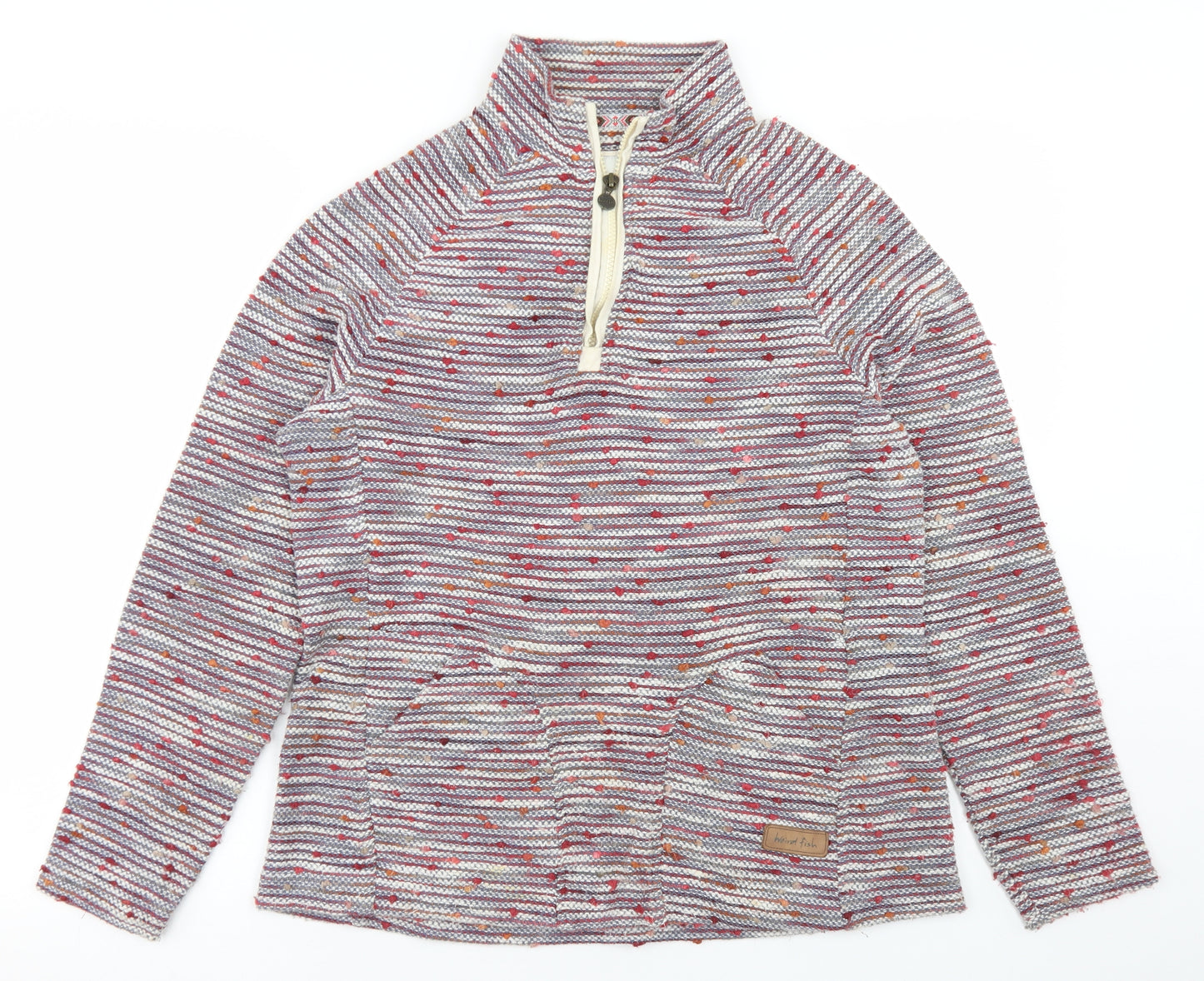 Weird Fish Womens Red Striped Cotton Pullover Sweatshirt Size 14