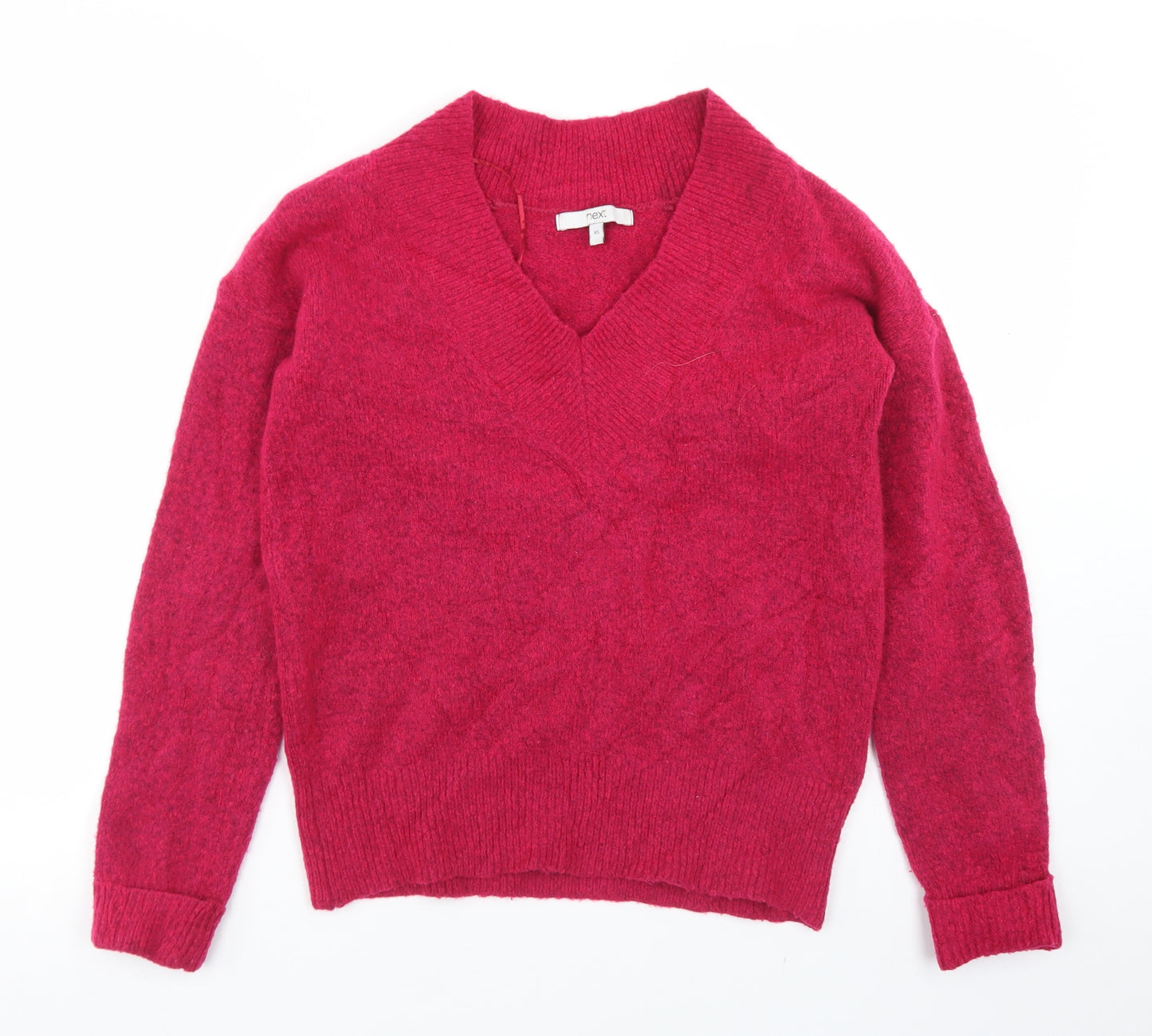 NEXT Womens Pink V-Neck  Acrylic Pullover Jumper Size XS