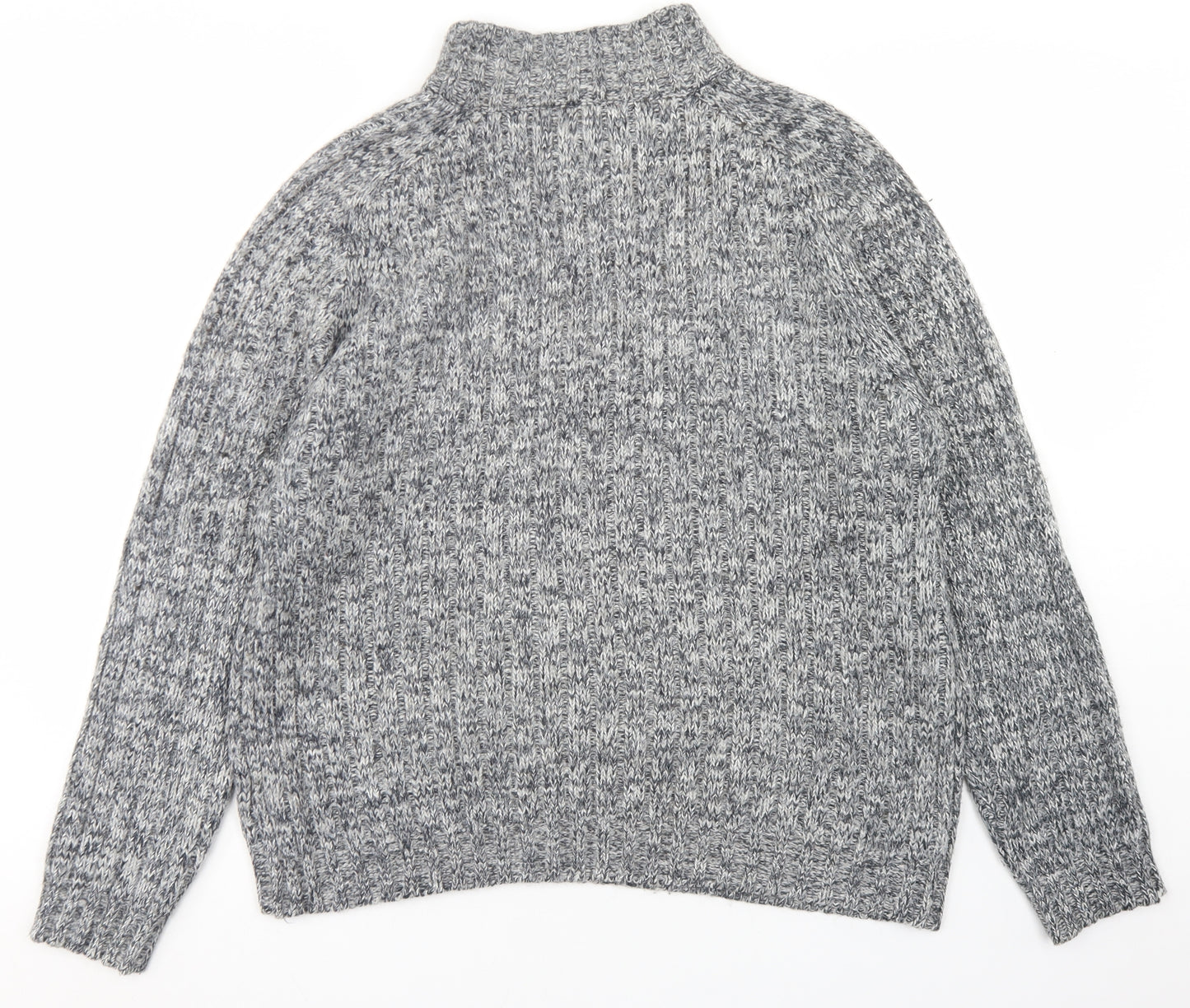 Marks and Spencer Mens Grey Mock Neck  Acrylic Pullover Jumper Size L