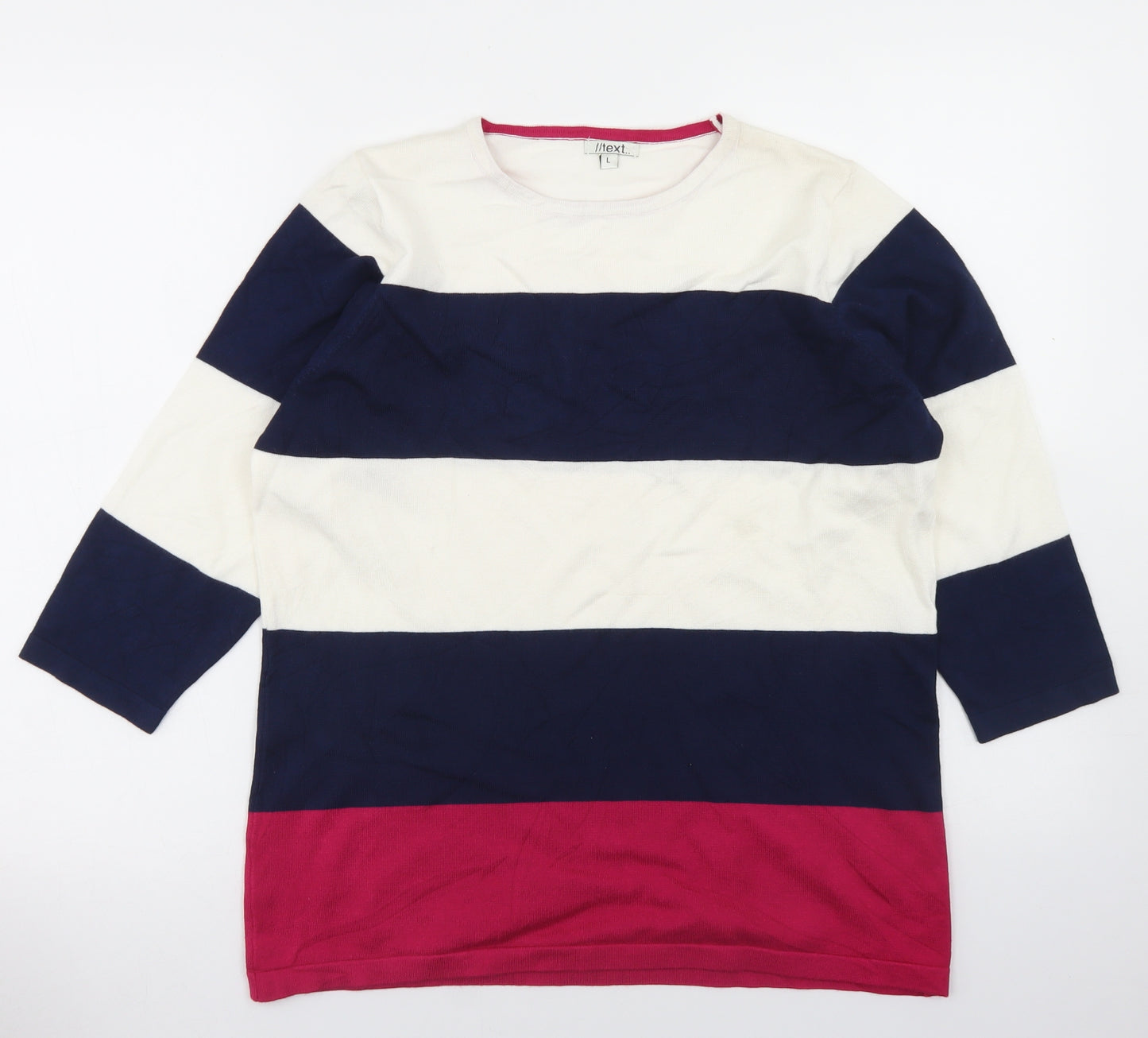 //Text.. Womens Multicoloured Crew Neck Striped Viscose Pullover Jumper Size L