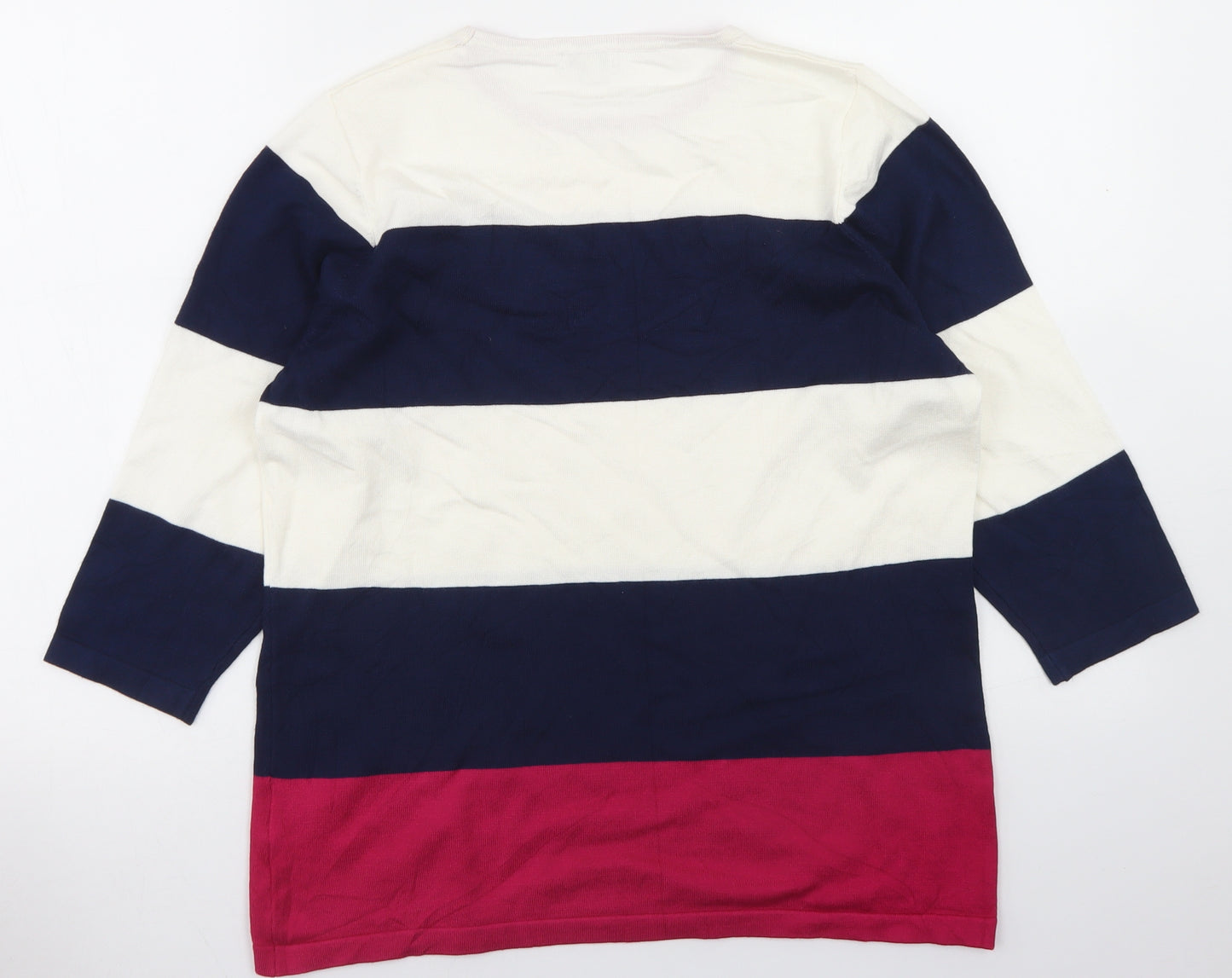 //Text.. Womens Multicoloured Crew Neck Striped Viscose Pullover Jumper Size L