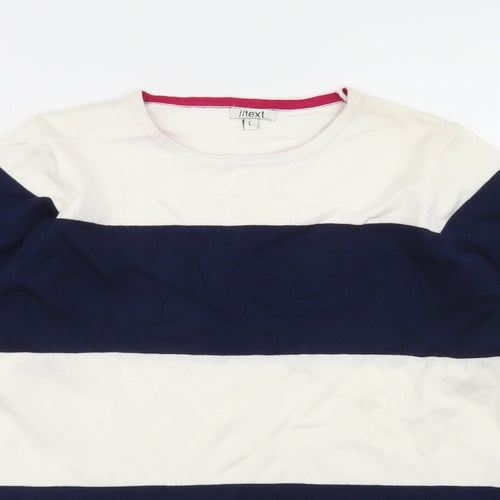 //Text.. Womens Multicoloured Crew Neck Striped Viscose Pullover Jumper Size L