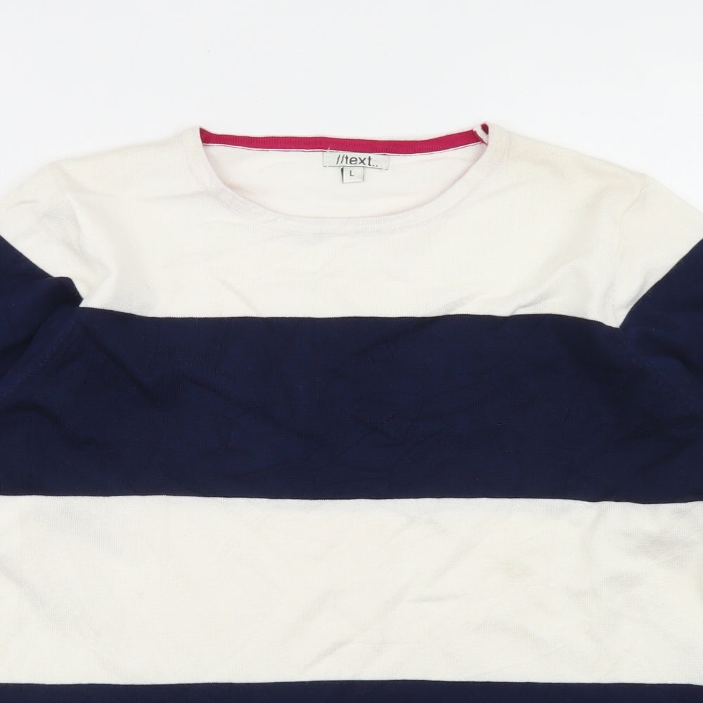 //Text.. Womens Multicoloured Crew Neck Striped Viscose Pullover Jumper Size L