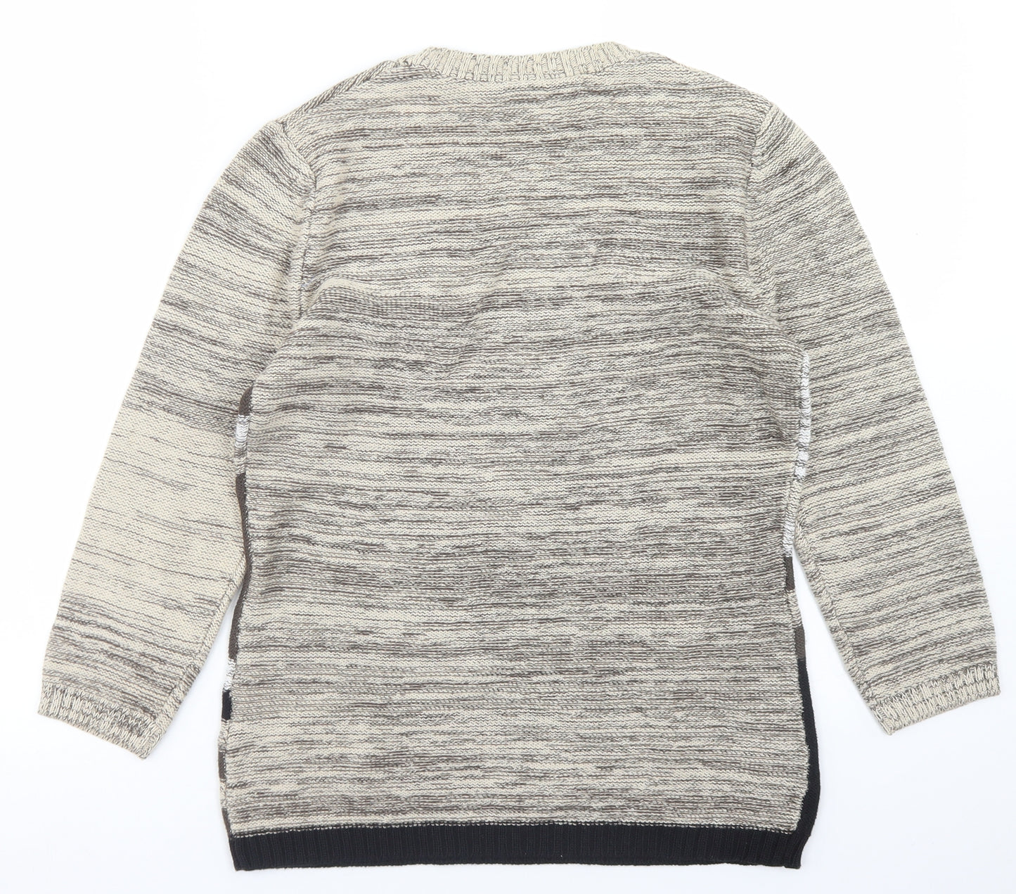 Preworn Womens Beige Crew Neck  Cotton Pullover Jumper Size 10