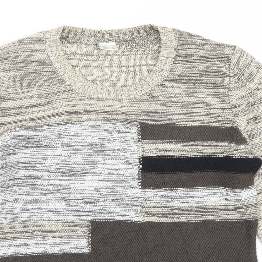 Preworn Womens Beige Crew Neck  Cotton Pullover Jumper Size 10