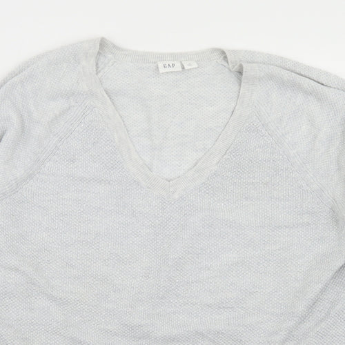 Gap Mens Grey V-Neck  Cotton Pullover Jumper Size M