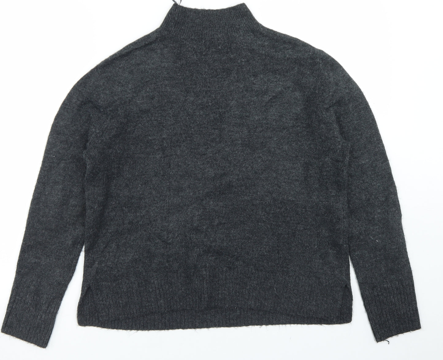 TU Womens Grey Mock Neck  Acrylic Pullover Jumper Size 8