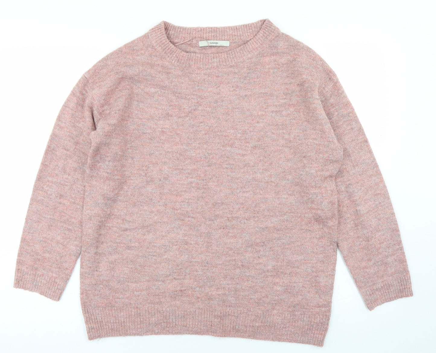 George Womens Pink Round Neck  Acrylic Pullover Jumper Size 12