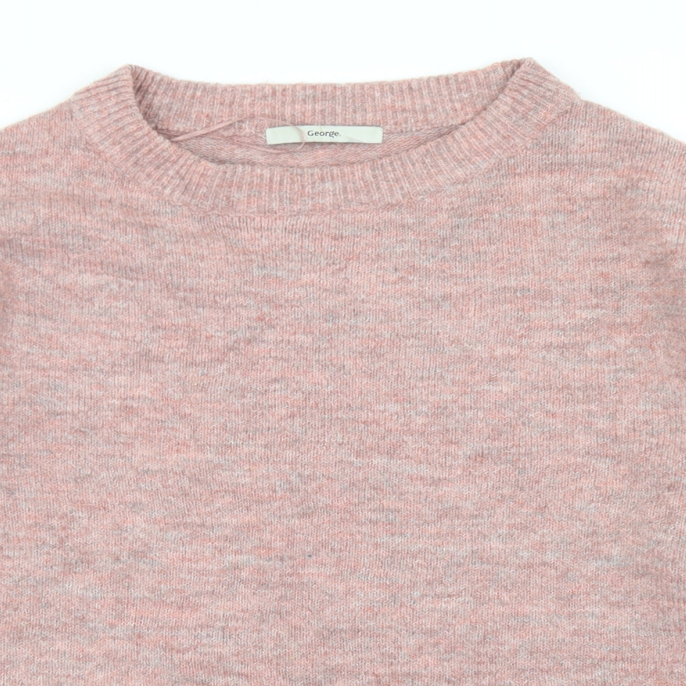 George Womens Pink Round Neck  Acrylic Pullover Jumper Size 12