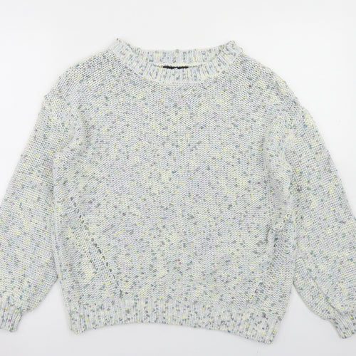 F&F Womens Blue Round Neck  Polyester Pullover Jumper Size 10