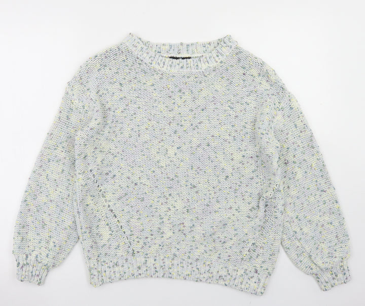 F&F Womens Blue Round Neck Polyester Pullover Jumper Size 10