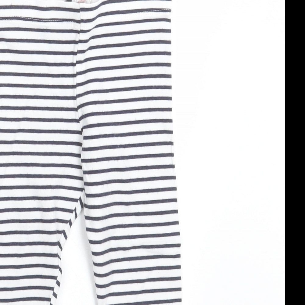 F&F Girls White Striped Coir Capri Trousers Size 2-3 Years  Regular Pullover
