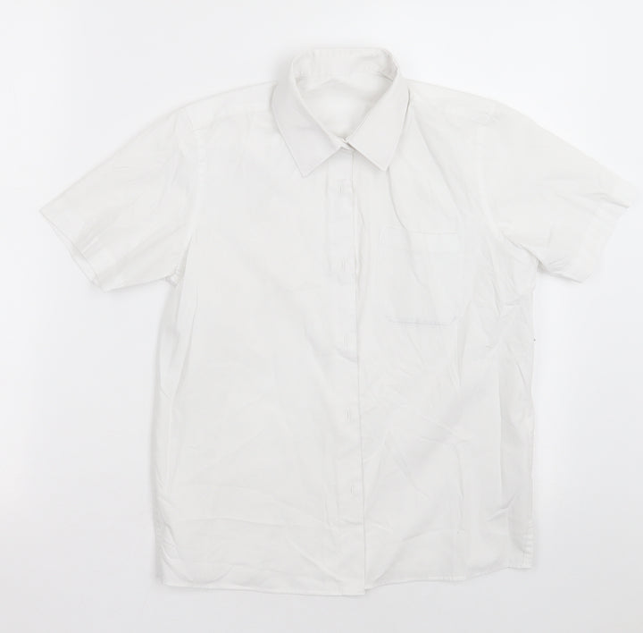 Dunnes Stores Girls White Cotton Basic Button-Up Size 10-11 Years Collared Button - School Wear