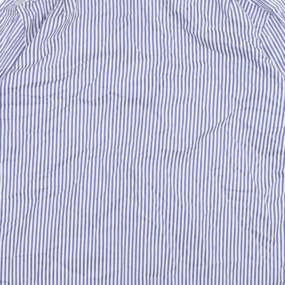 Marks and Spencer Mens Black Striped Cotton  Button-Up Size 16.5 Collared Button