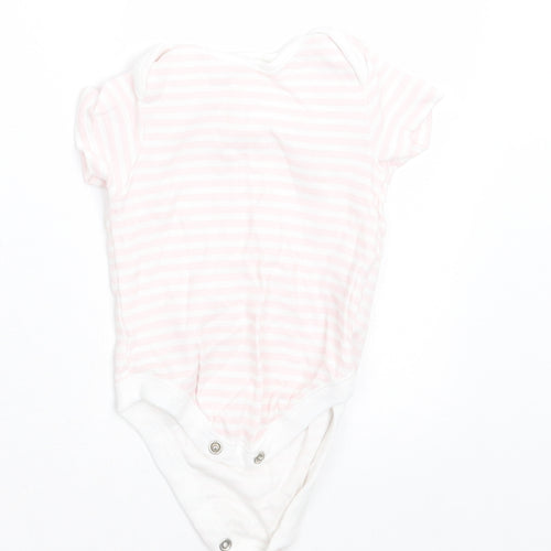 F&F Girls Pink Striped Cotton Babygrow One-Piece Size 0-3 Months  Button