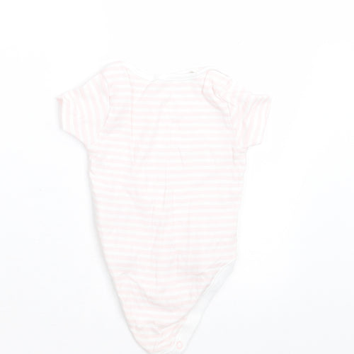 F&F Girls Pink Striped Cotton Babygrow One-Piece Size 0-3 Months  Button