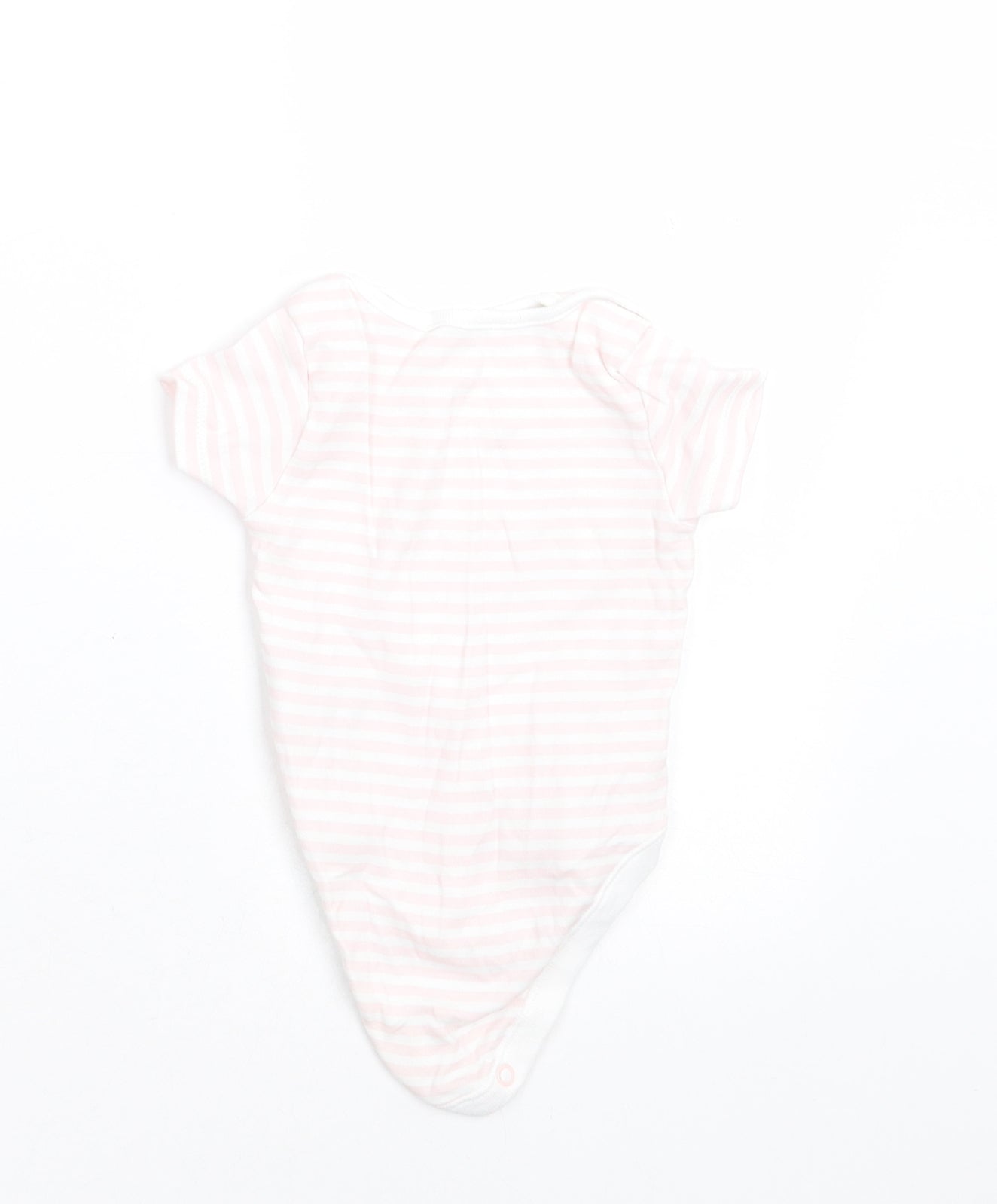 F&F Girls Pink Striped Cotton Babygrow One-Piece Size 0-3 Months  Button