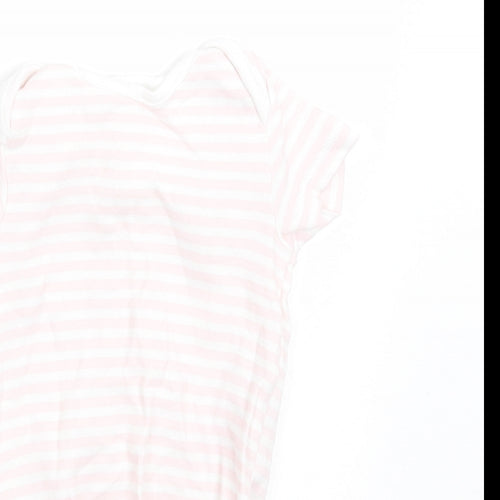F&F Girls Pink Striped Cotton Babygrow One-Piece Size 0-3 Months  Button