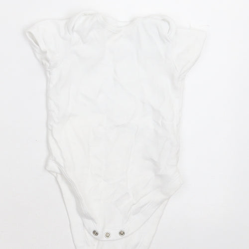 F&F Baby White  Cotton Babygrow One-Piece Size 9-12 Months  Button