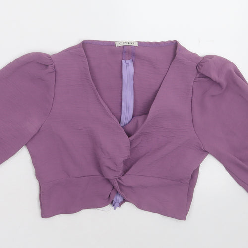 cayro Womens Purple  Polyester Cropped Blouse Size M V-Neck