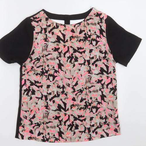 Poppy Lux Womens Pink Geometric Polyester Basic Blouse Size 10 Crew Neck