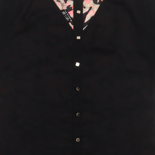 Poppy Lux Womens Pink Geometric Polyester Basic Blouse Size 10 Crew Neck