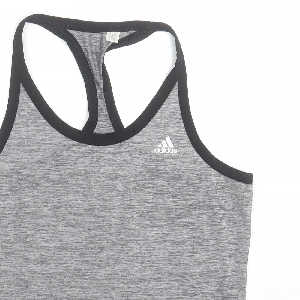 adidas Womens Grey  Polyester Basic Tank Size 14 Scoop Neck Pullover