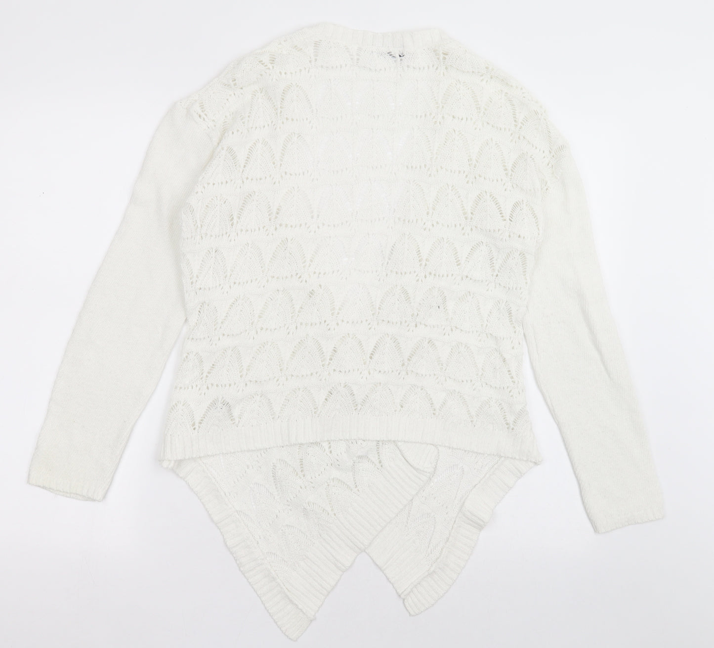 Exhibit Womens White V-Neck Argyle/Diamond Cotton Cardigan Jumper Size L