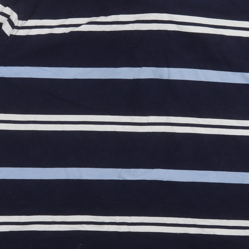 George Mens Blue Striped Cotton  Polo Size 2XL Collared Button