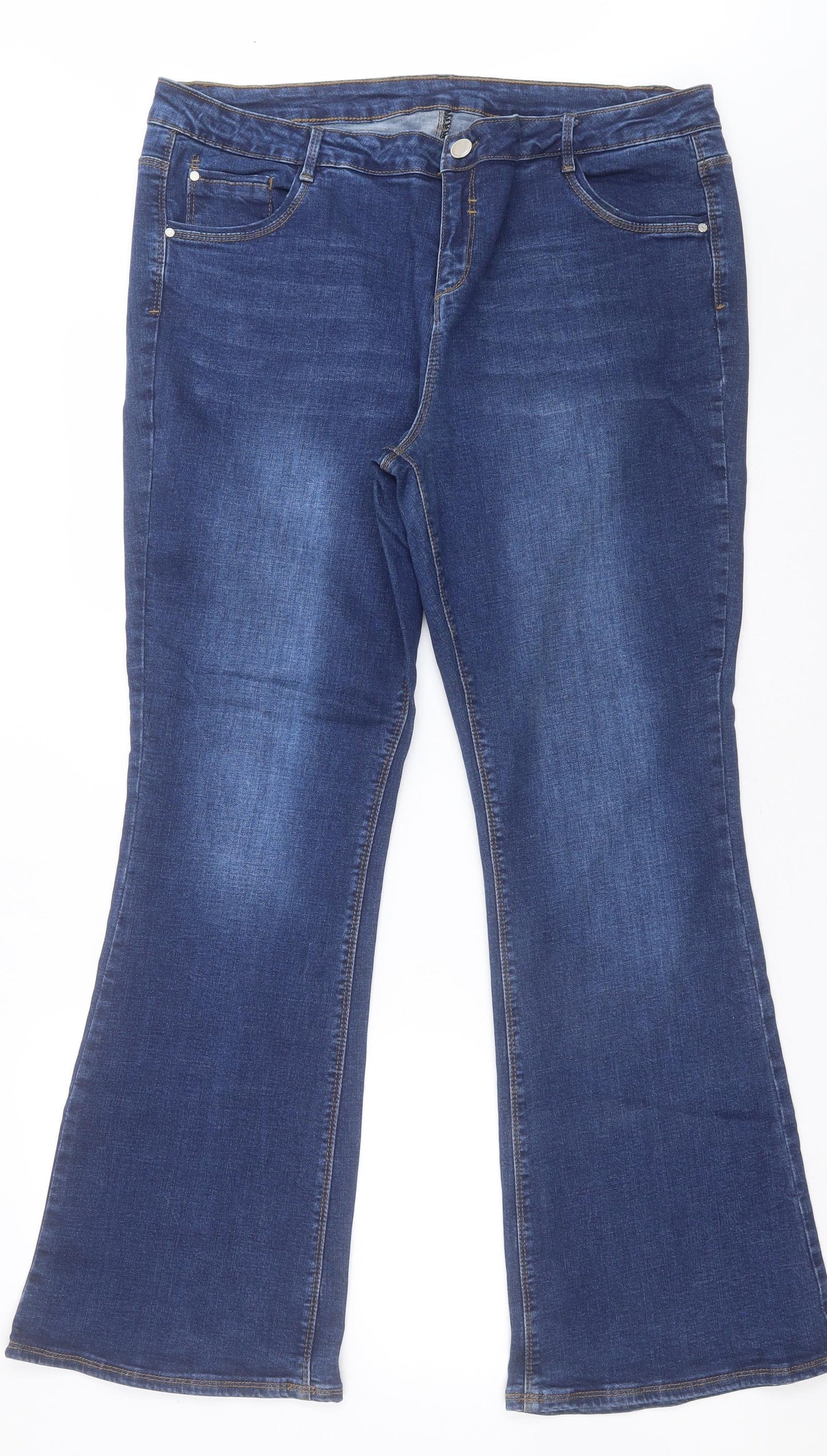 George Womens Blue  Cotton Flared Jeans Size 18 L31 in Regular Button