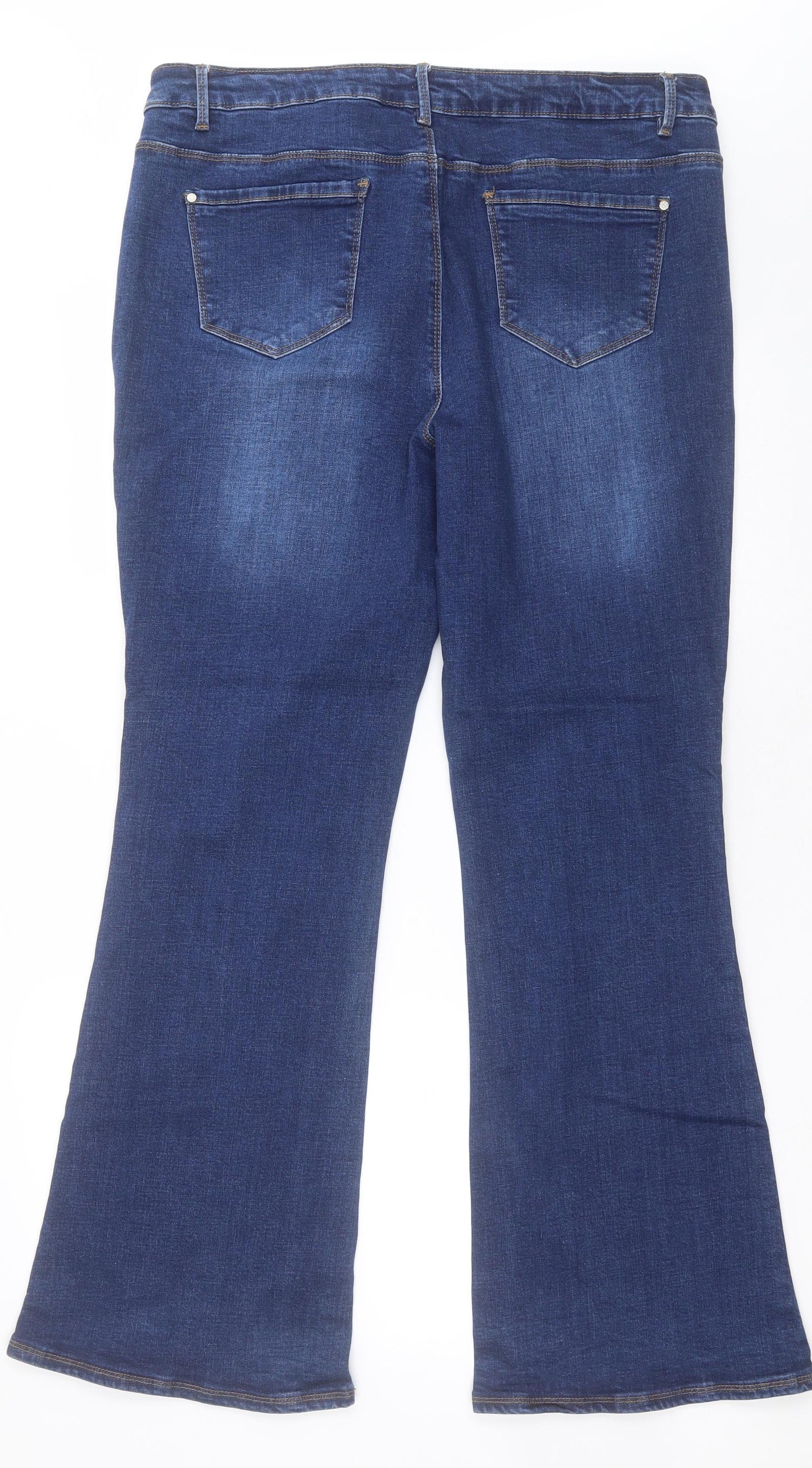 George Womens Blue  Cotton Flared Jeans Size 18 L31 in Regular Button