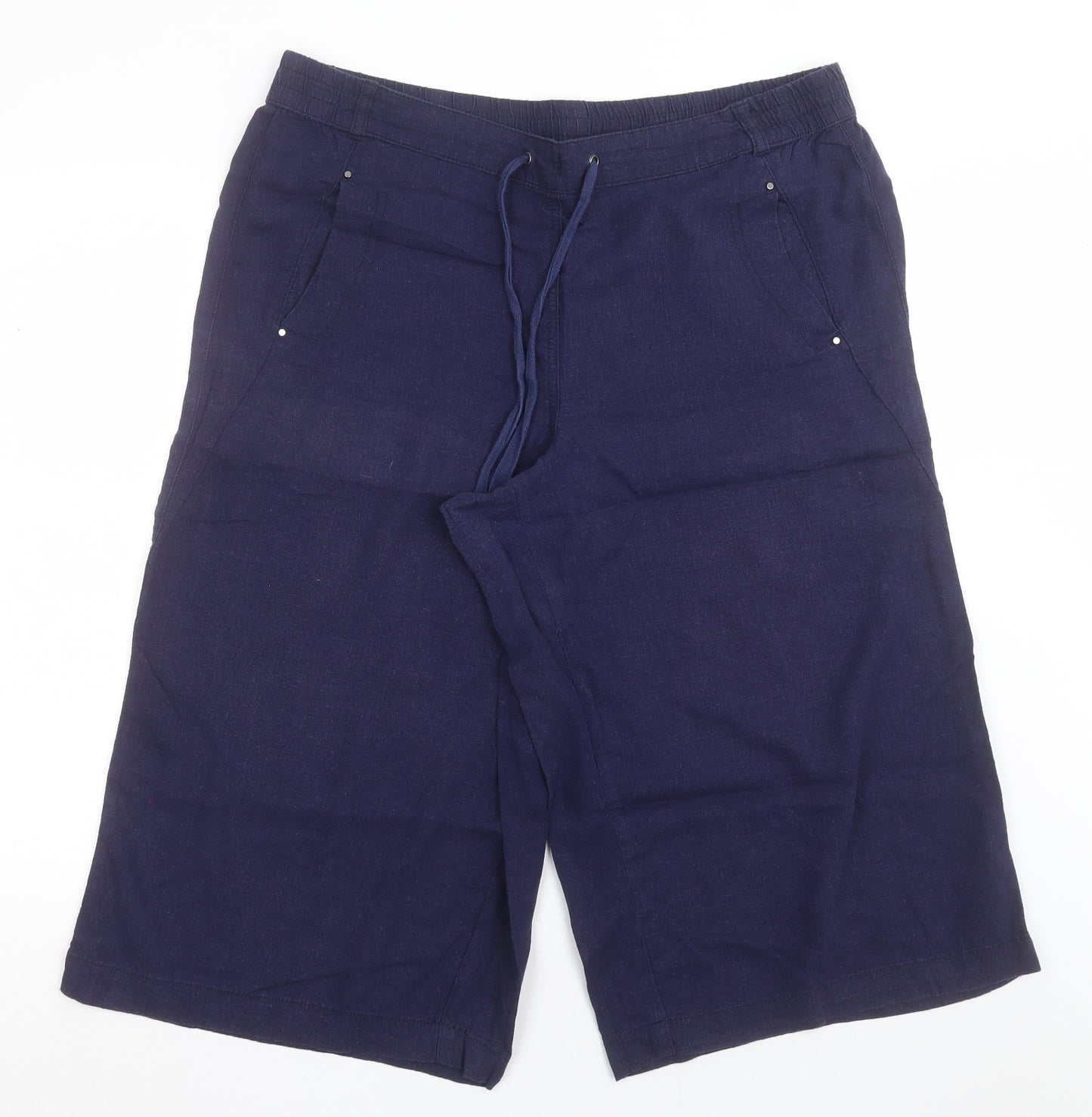 George Womens Blue  Linen Bermuda Shorts Size 16 L20 in Regular Tie