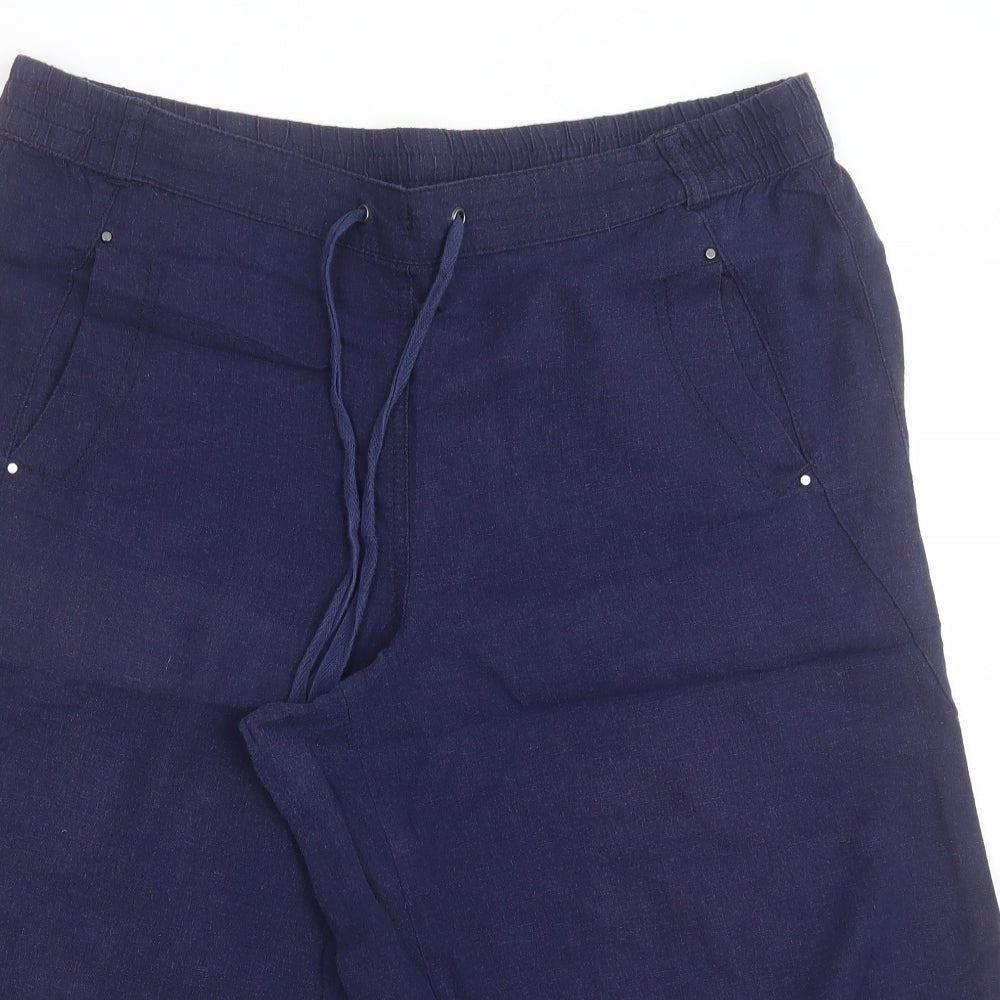 George Womens Blue  Linen Bermuda Shorts Size 16 L20 in Regular Tie