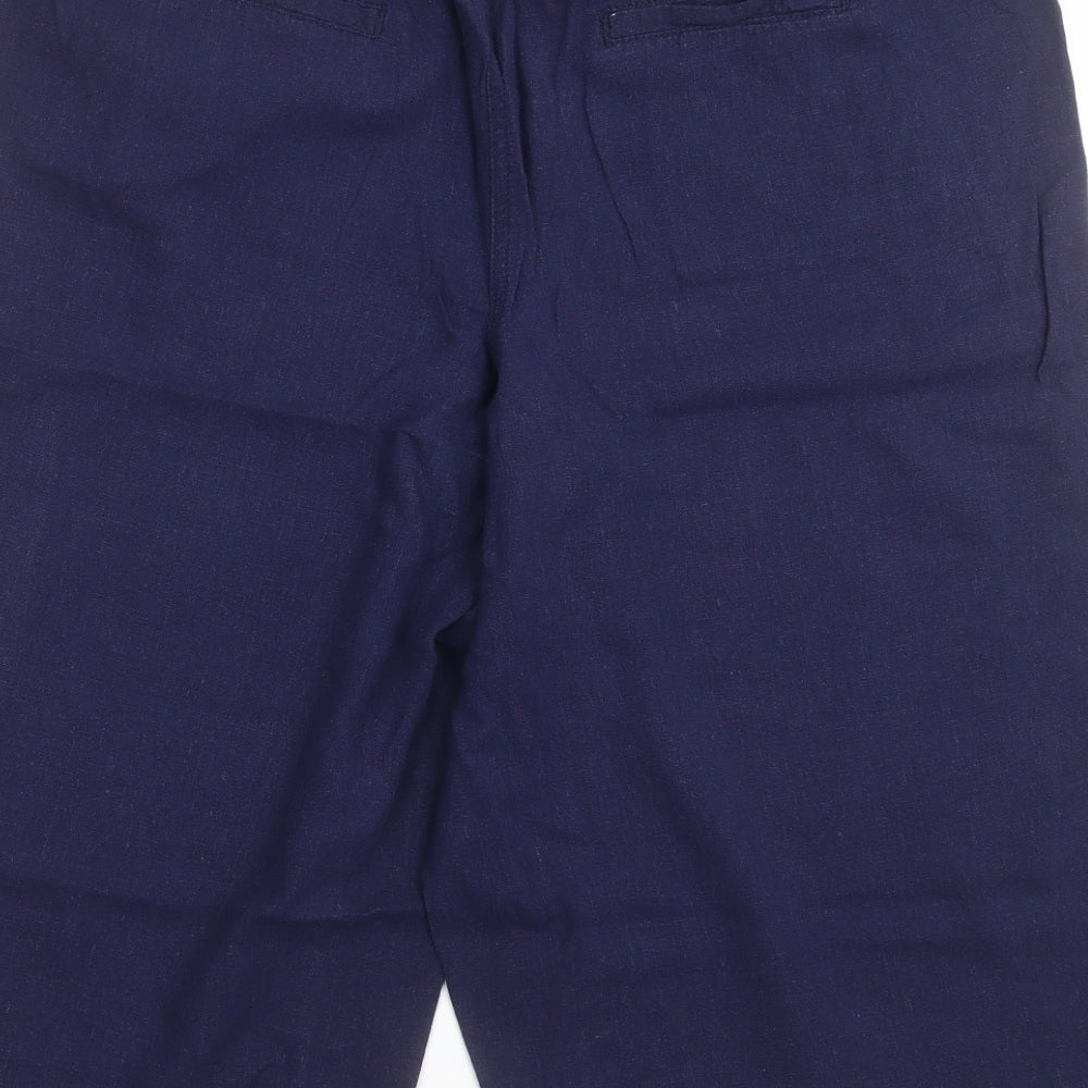 George Womens Blue  Linen Bermuda Shorts Size 16 L20 in Regular Tie