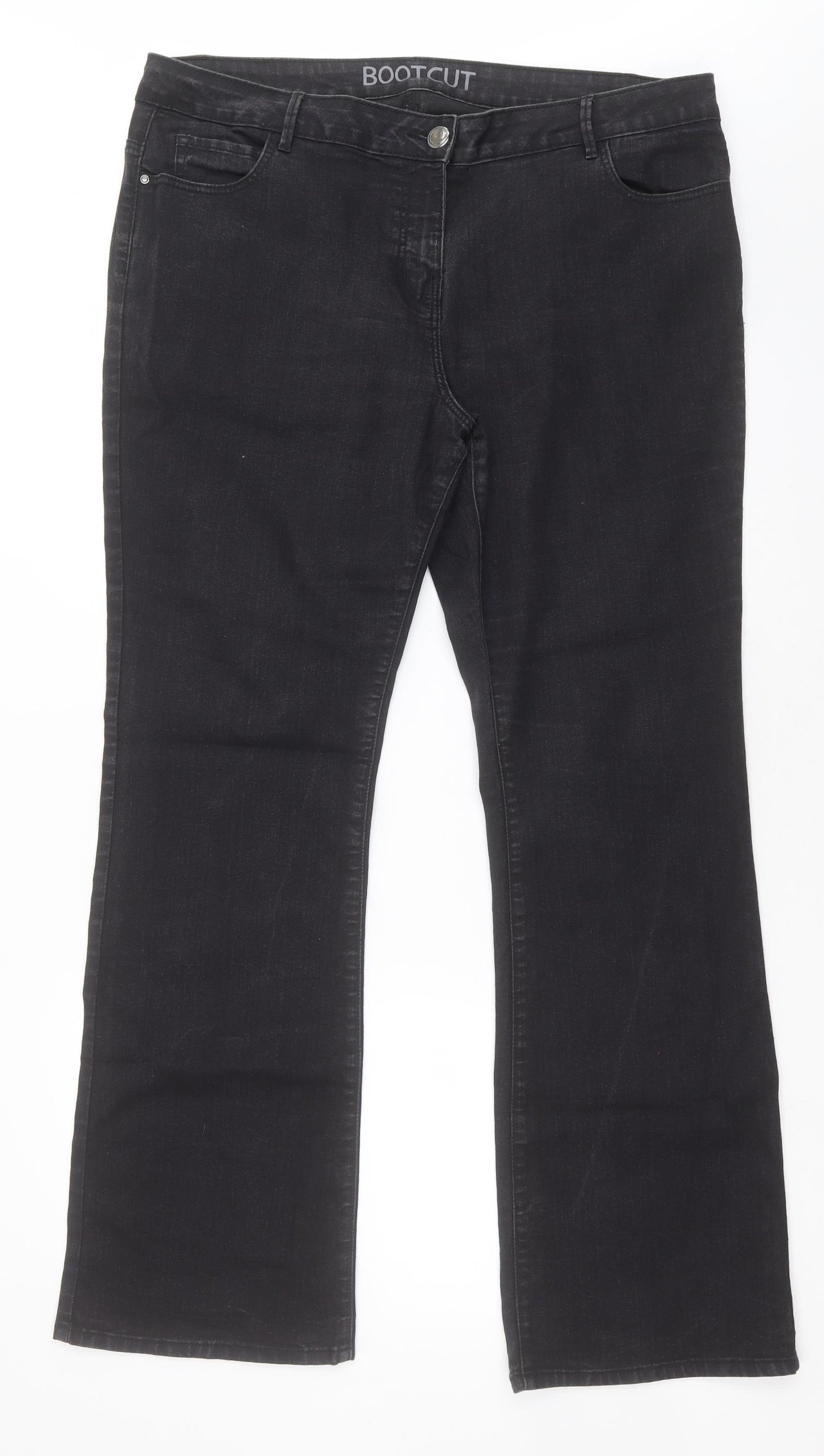 George Womens Black  Cotton Bootcut Jeans Size 18 L32 in Regular Button