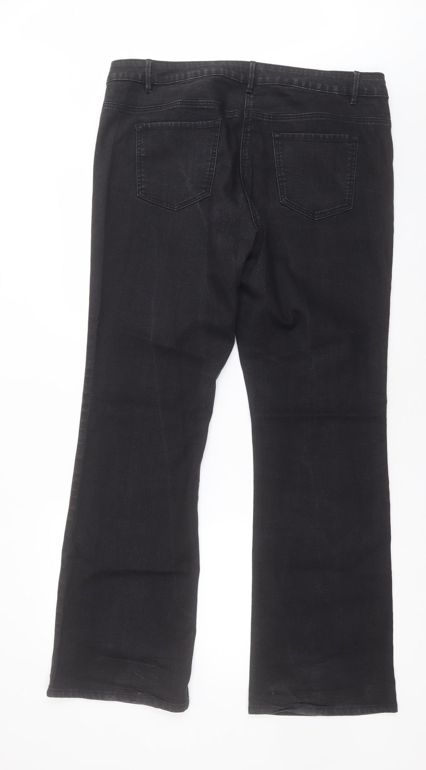 George Womens Black  Cotton Bootcut Jeans Size 18 L32 in Regular Button