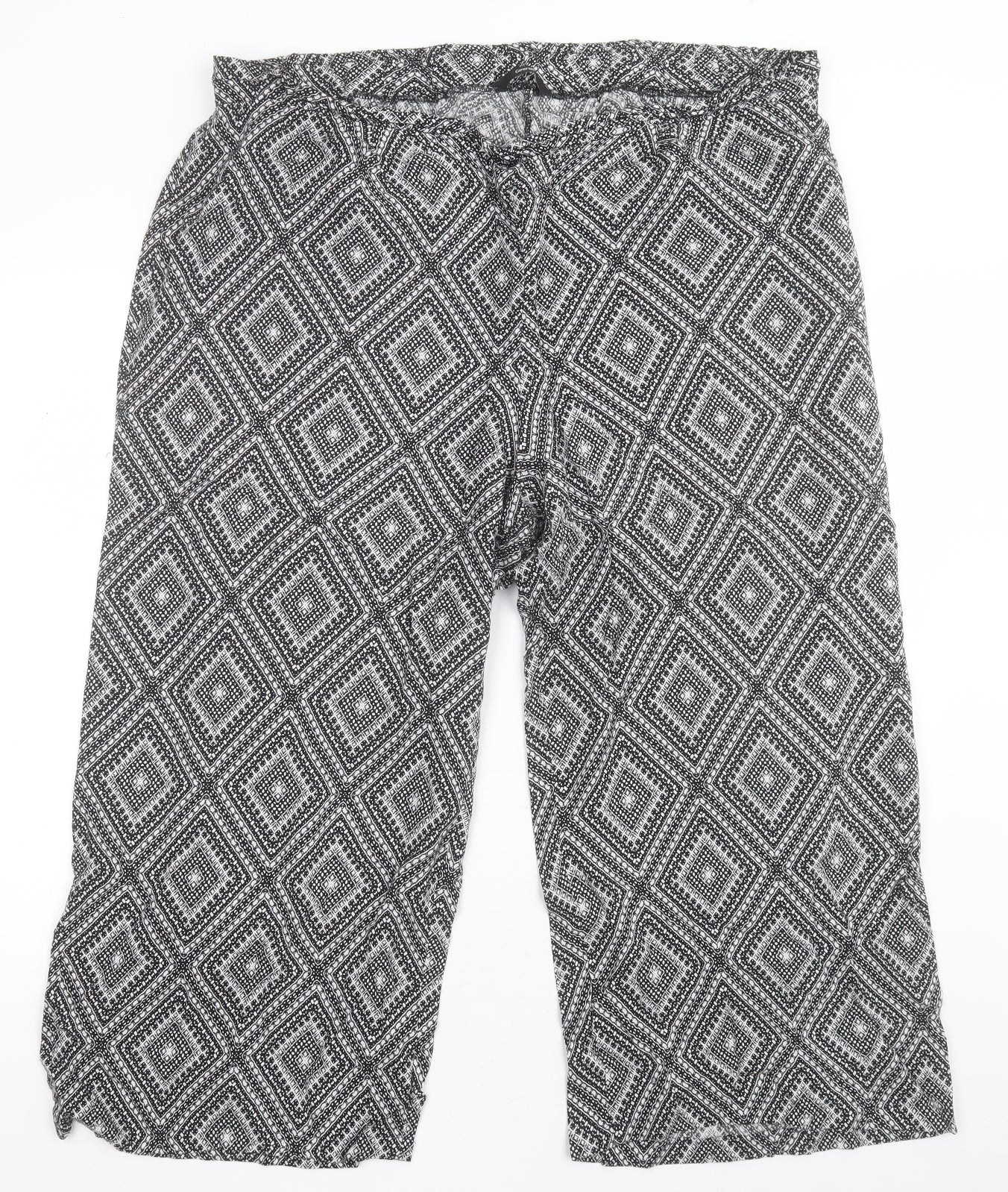 George Womens Black Geometric Viscose Cropped Trousers Size 20 L24 in Regular