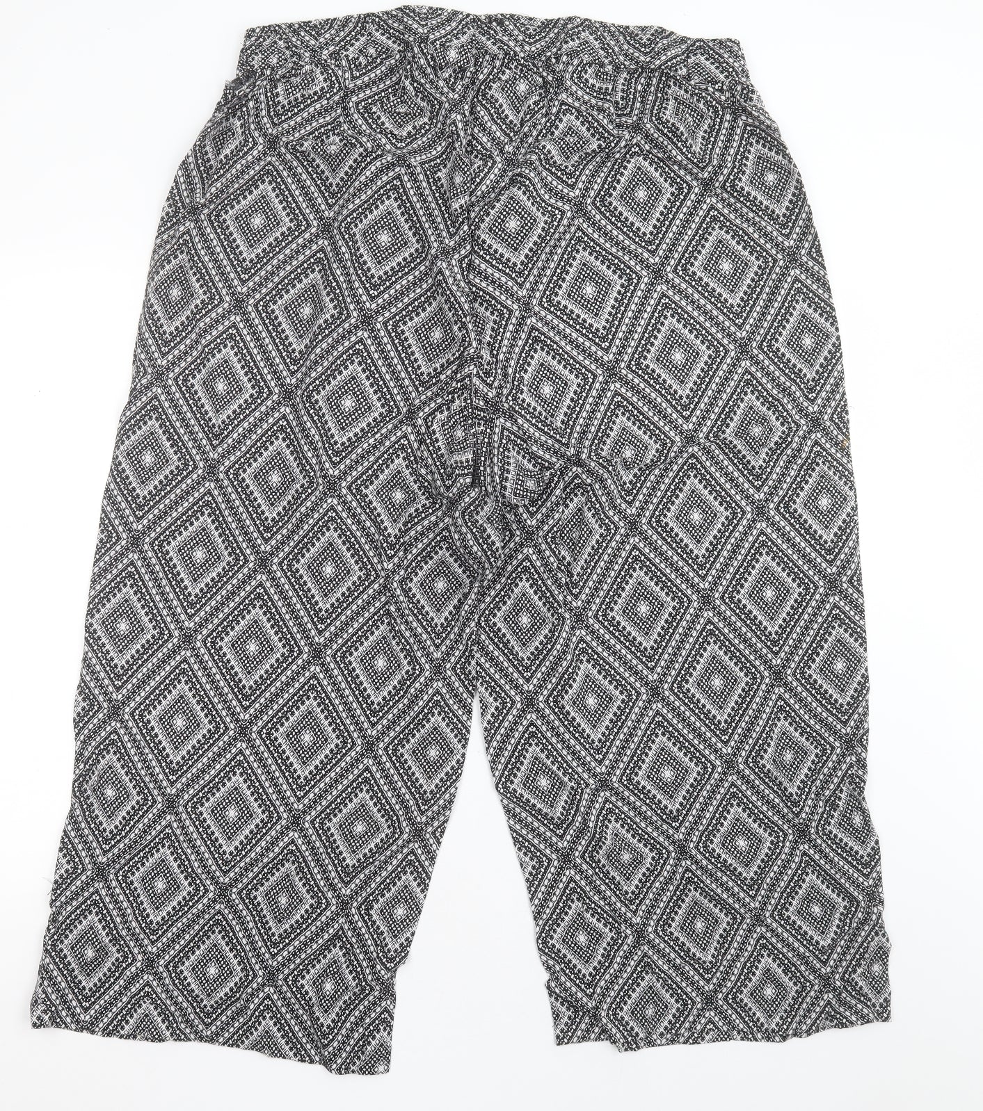 George Womens Black Geometric Viscose Cropped Trousers Size 20 L24 in Regular