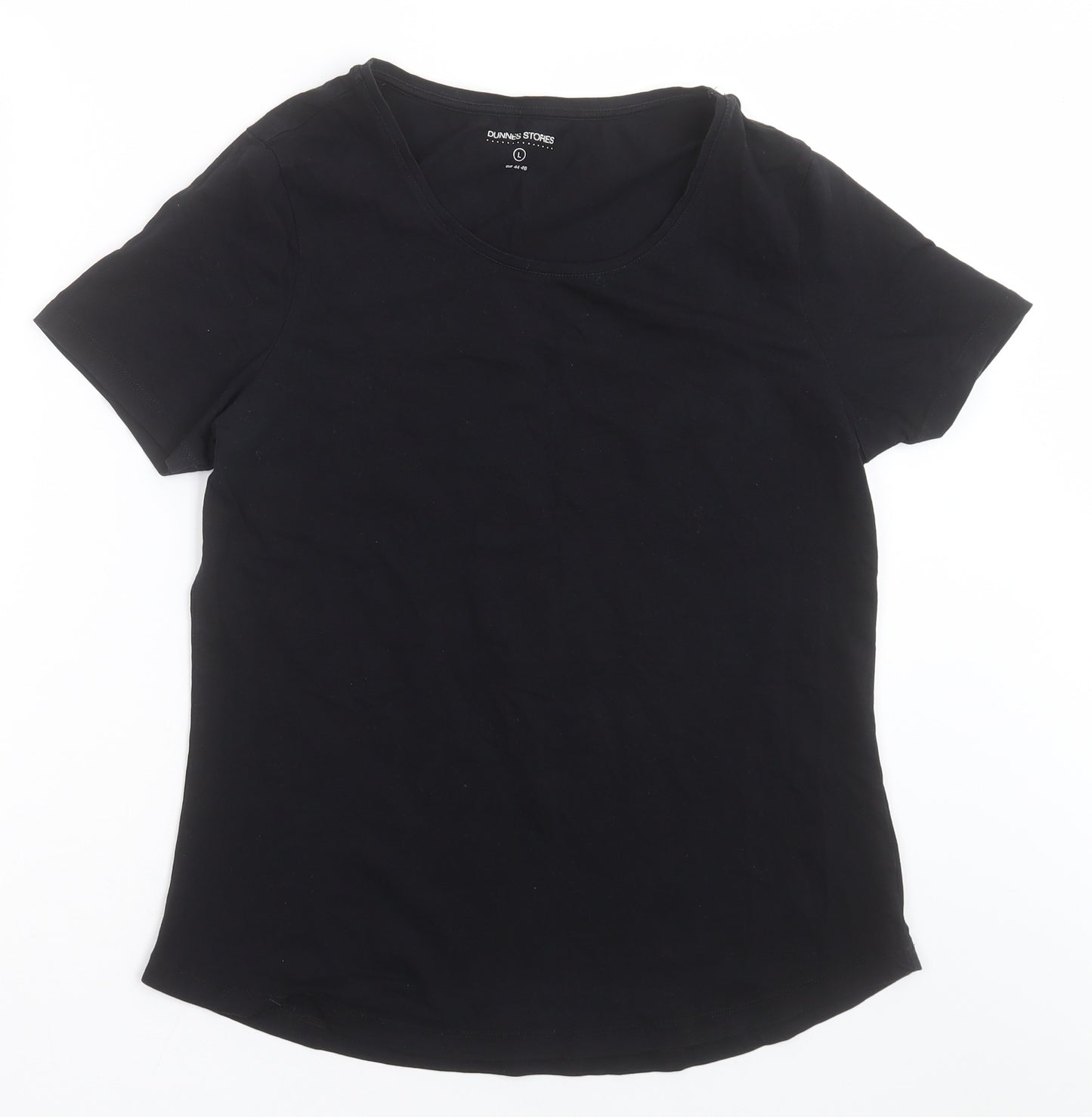 Dunnes Stores Womens Black  Cotton Basic T-Shirt Size L Crew Neck