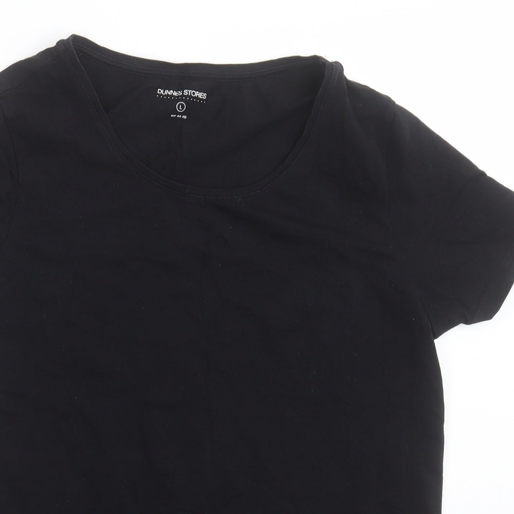 Dunnes Stores Womens Black  Cotton Basic T-Shirt Size L Crew Neck