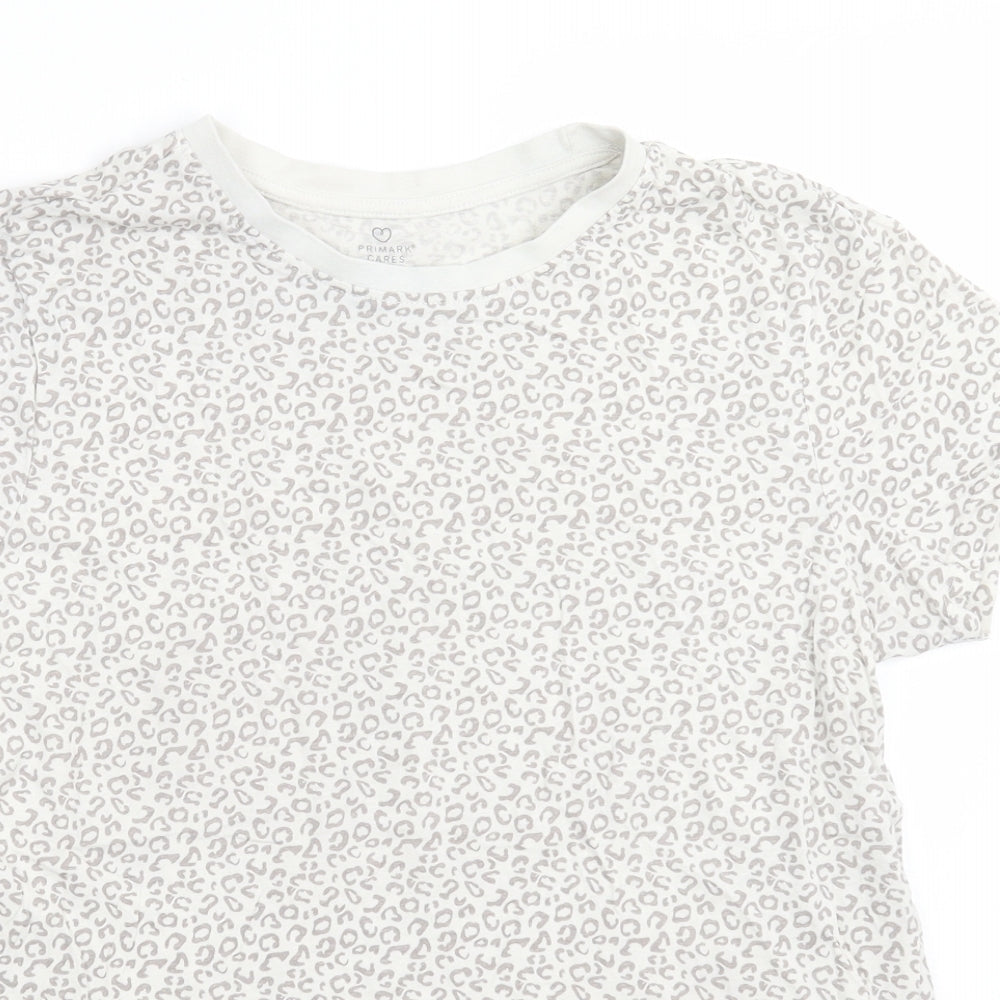 Primark Womens Grey Animal Print Cotton Basic T-Shirt Size M Crew Neck