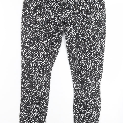 George Womens Black Animal Print Polyester Capri Trousers Size 8 L27 in Regular