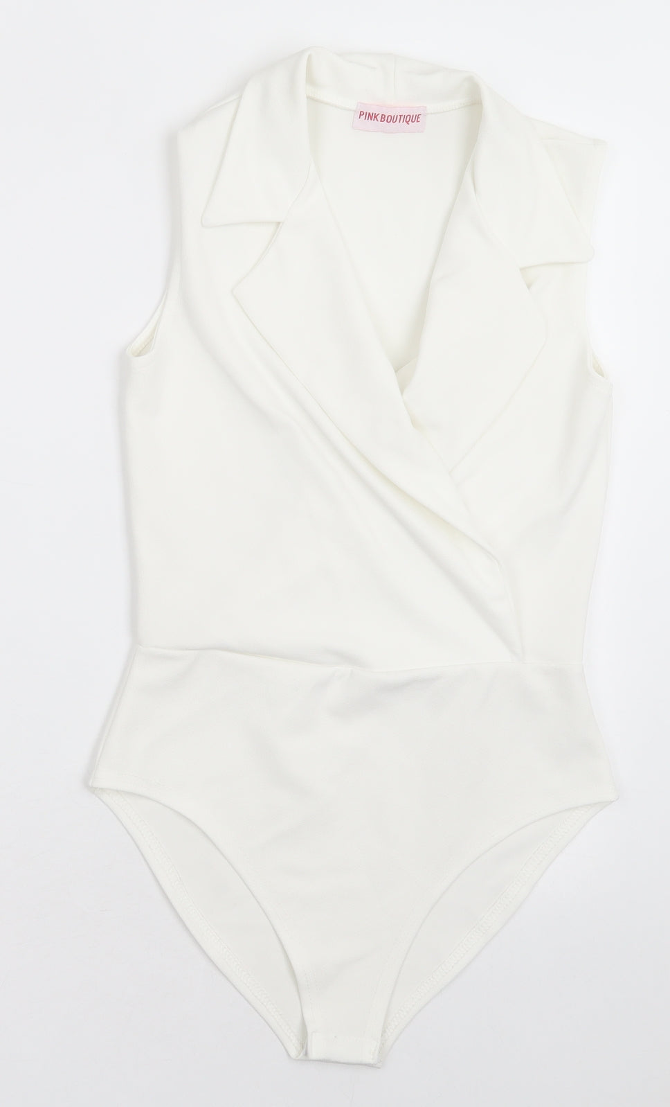 Pink Boutique Womens White  Polyester Bodysuit One-Piece Size 8  Pullover