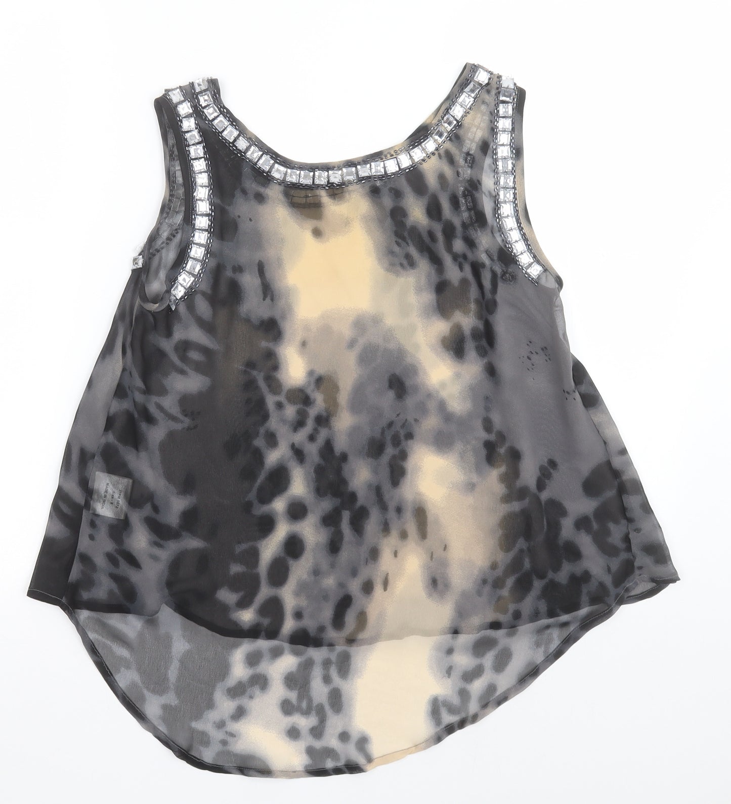 iNFLUENCE Womens Black Geometric Polyester Basic Tank Size 8 Crew Neck