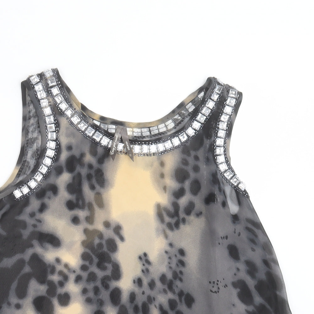 iNFLUENCE Womens Black Geometric Polyester Basic Tank Size 8 Crew Neck