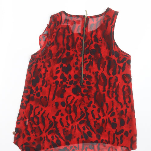 Rant & Rave Womens Red Geometric Polyester Basic Tank Size 10 Crew Neck