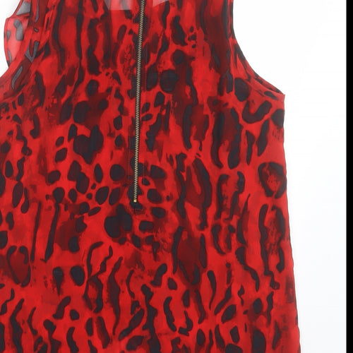 Rant & Rave Womens Red Geometric Polyester Basic Tank Size 10 Crew Neck